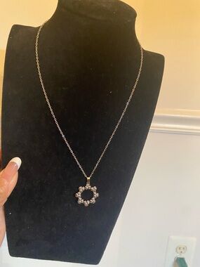 Floral Circle Pendant Necklace in Silver  - Women Jewelry